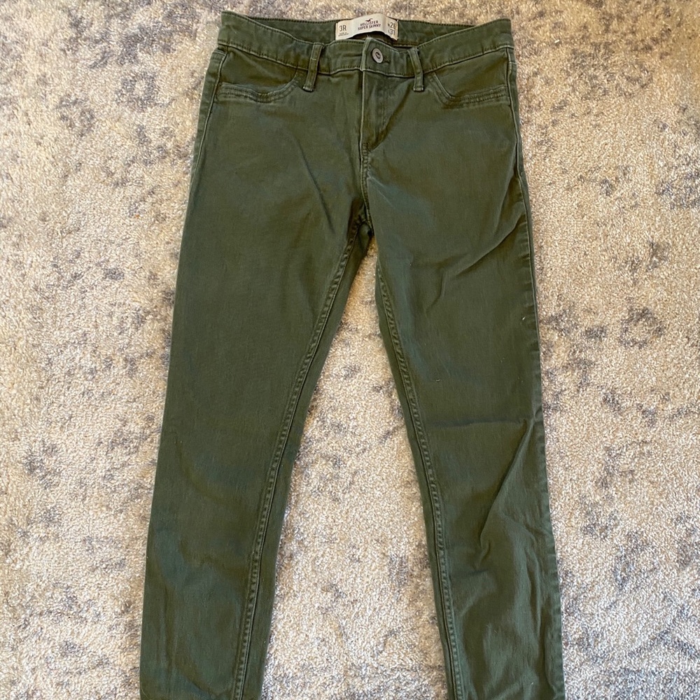 Green Hollister Super Skinny Jeans